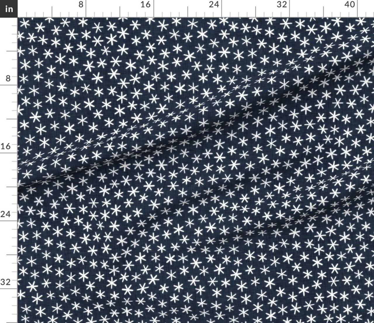 Whimsical Ditsy Boho Dark Blue Starry Night Custom Printed Fabric by Spoonflower Various Fabrics by the Yard or Fat Quarter